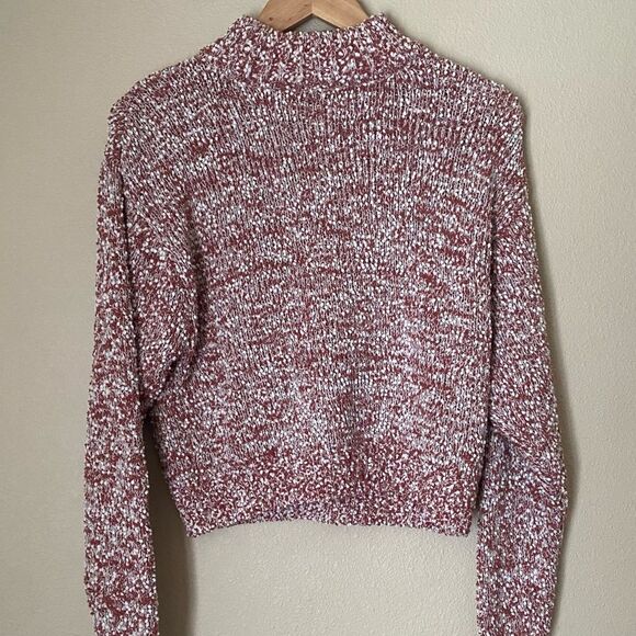 Boutique Knit Mock Neck Sweater in Terracotta and White - Picture 5 of 5